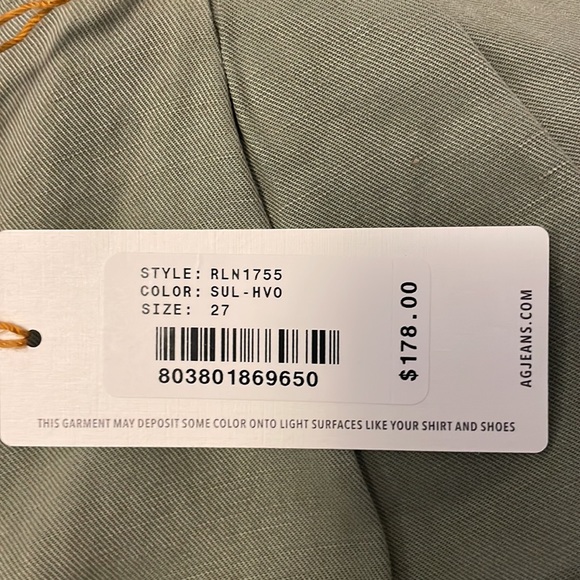 AG    The Evan High Waist Crop Pants. Size 27   Color: SULFUR HARVEST OLIVE - Picture 6 of 8